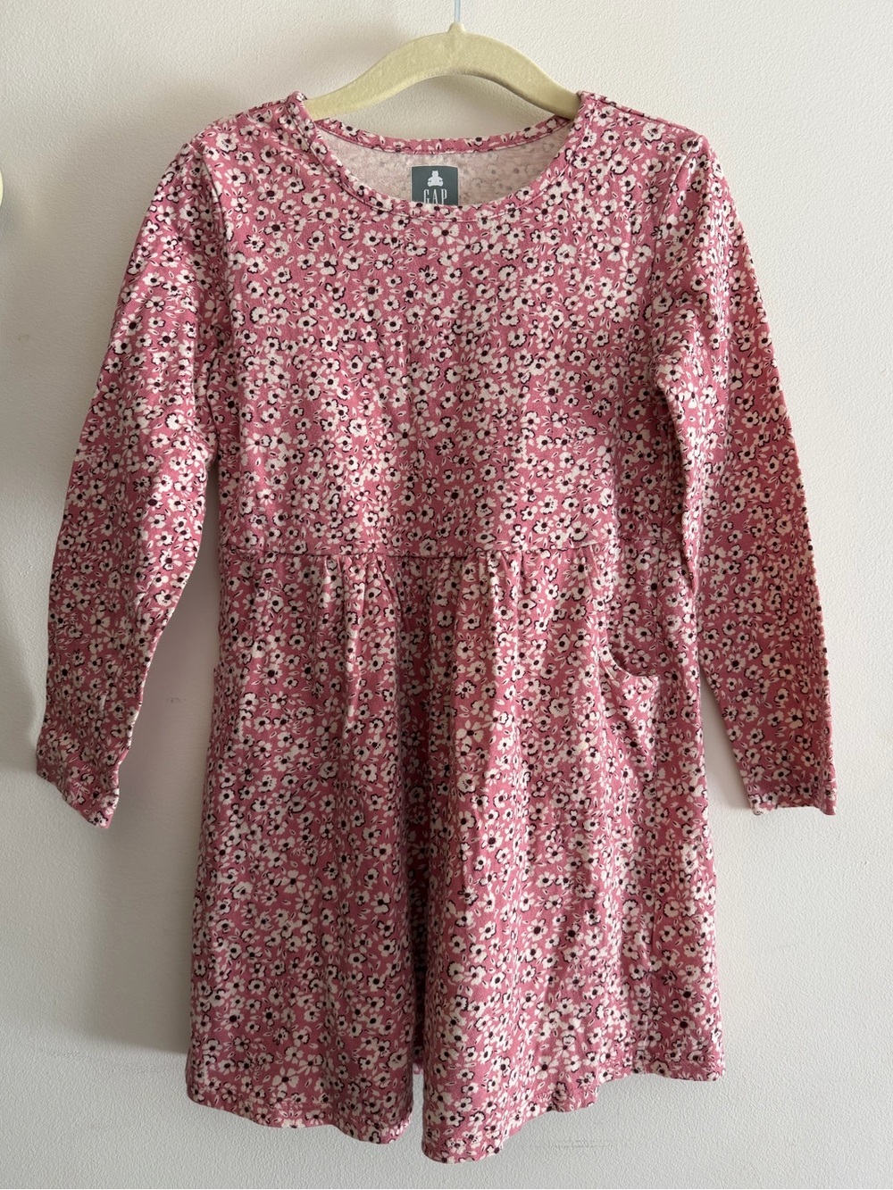 GAP Pink Floral Long-Sleeve Organic Cotton Dress